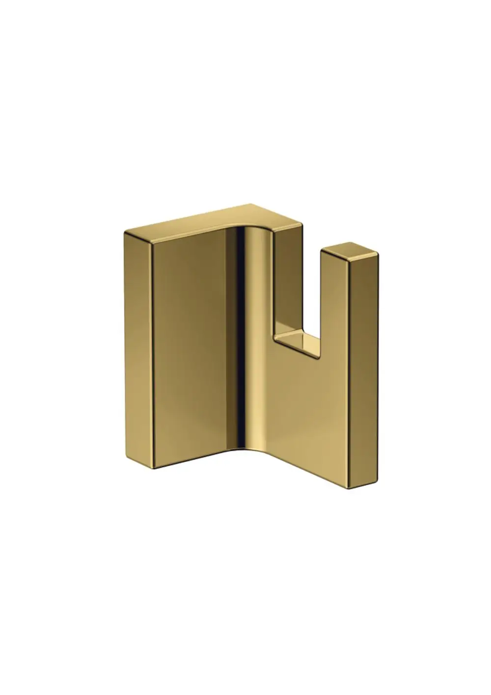 Universal Handtuchhaken in poliertem Gold von AXOR, rechteckige Form, geeignet zur Wandmontage, mit einem stabilen Haken für Handtücher oder ähnliche Gegenstände.